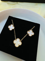 Zenvia Clover Necklace for Women – Black & White Stainless Steel Gold Chain Pendant