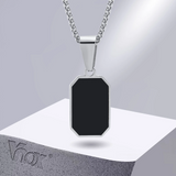 “Vnox Geometric Necklace – Stainless Steel Square & Rectangle Pendant | Unisex”