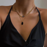 “Vnox Geometric Necklace – Stainless Steel Square & Rectangle Pendant | Unisex”