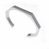 Minimalist Hexagon Open Cuff Bracelet – Stainless Steel Adjustable Bangle for Men & Women