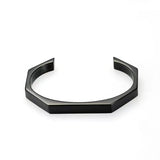 Minimalist Hexagon Open Cuff Bracelet – Stainless Steel Adjustable Bangle for Men & Women