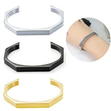Minimalist Hexagon Open Cuff Bracelet – Stainless Steel Adjustable Bangle for Men & Women
