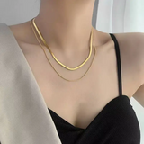 “Trendy Retro Double-Layer Necklace – Titanium Steel Geometric Pendant | Unisex Clavicle Chain”