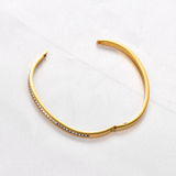 Elegant Gold-Plated Crystal Bangle – 316L Stainless Steel | Tanish-Free | Premium Quality